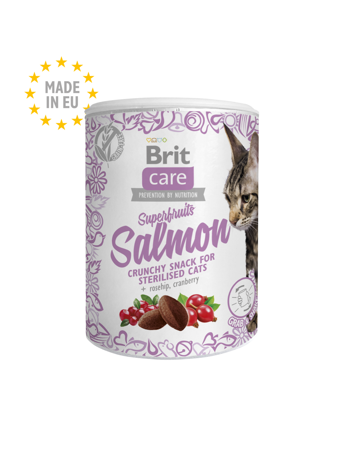Brit Care Superfruits Salmon – وجبة خفيفة للقطط المعقّمة