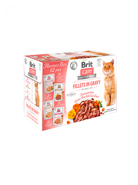 Brit Care Fillets in Gravy – Flavour Box (12 pcs)